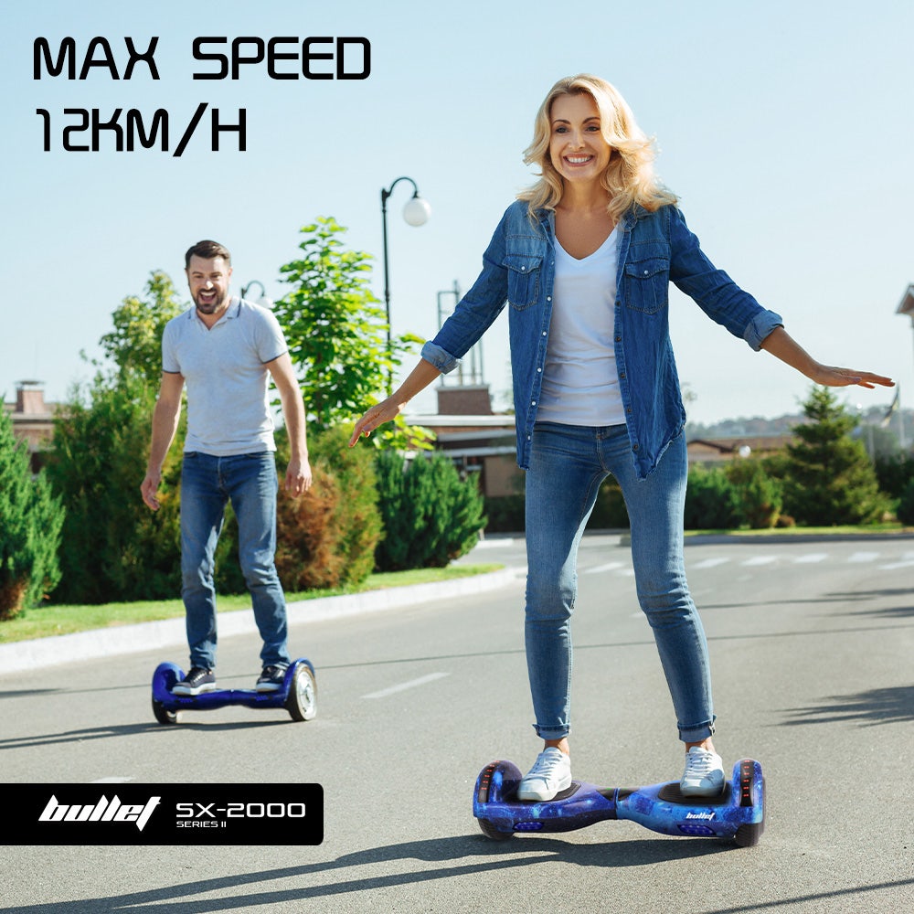 Hoverboards: BULLET SX-2000 Hoverboard Scooter, 500W Brushless, Superior Self Balancing System, UL Certified, LED Lights, Blue Galaxy