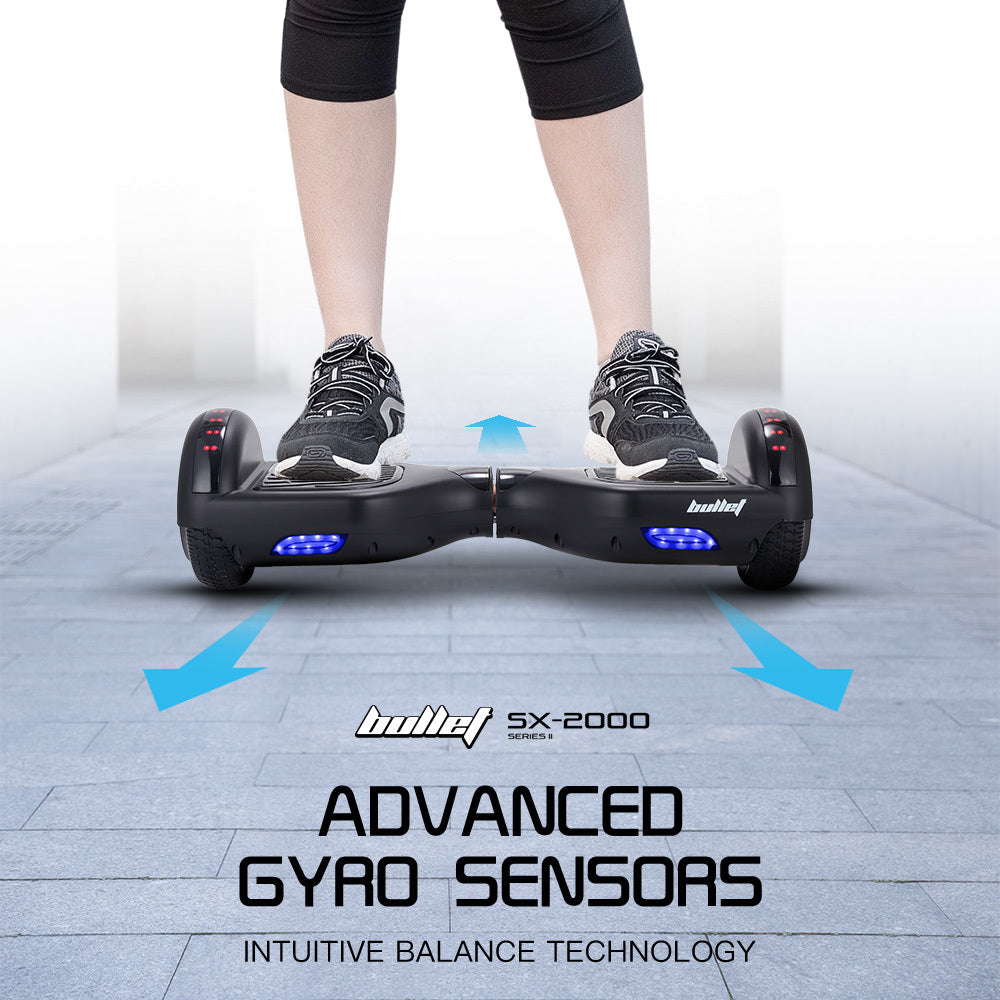 Hoverboards: BULLET SX-2000 Hoverboard Scooter, 500W Brushless, UL Certified, AU Compliant, Superior Self Balancing System, LED Lights, Black