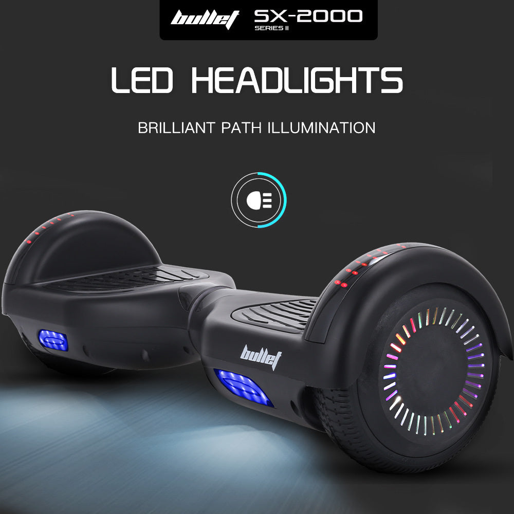 Hoverboards: BULLET SX-2000 Hoverboard Scooter, 500W Brushless, UL Certified, AU Compliant, Superior Self Balancing System, LED Lights, Black