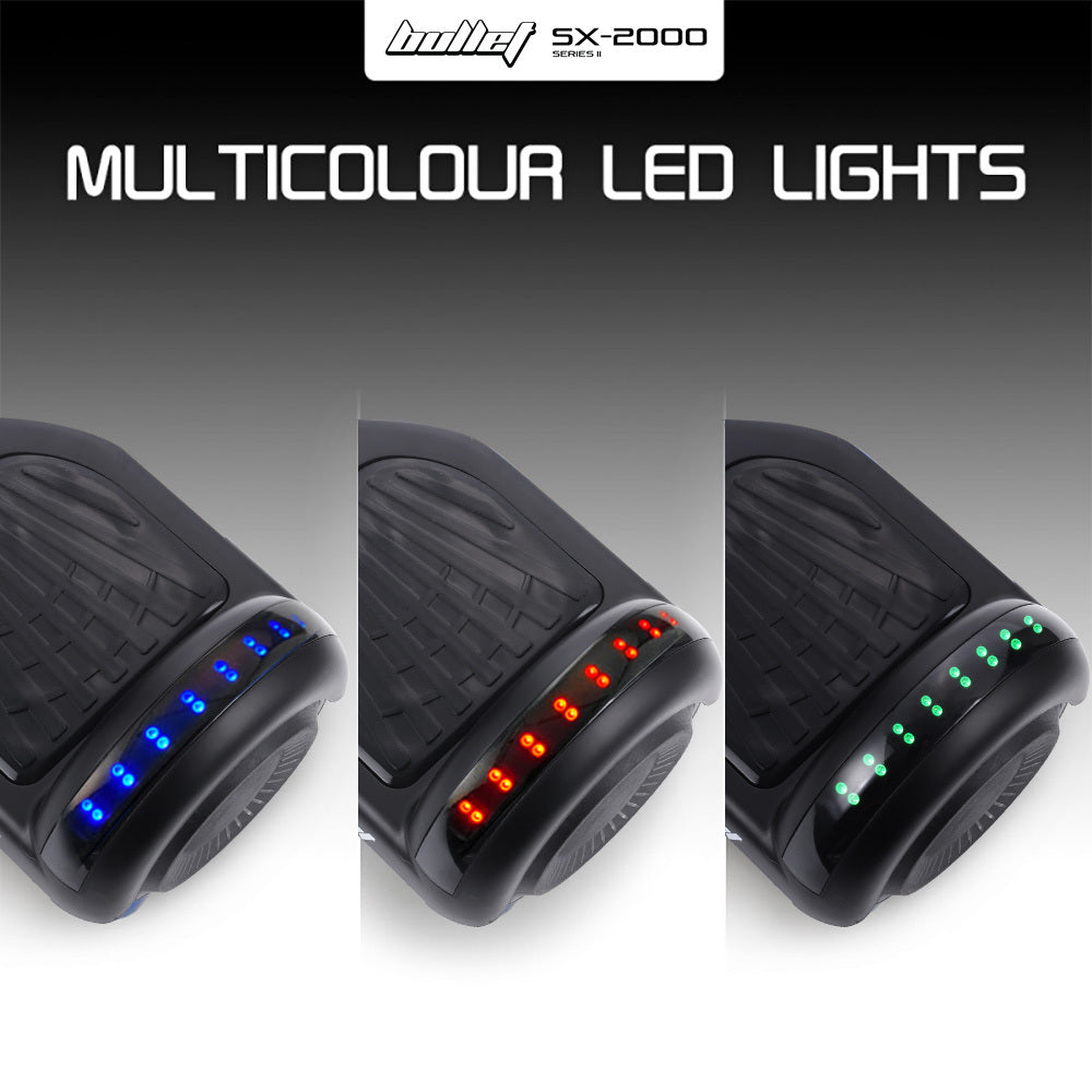 Hoverboards: BULLET SX-2000 Hoverboard Scooter, 500W Brushless, UL Certified, AU Compliant, Superior Self Balancing System, LED Lights, Black
