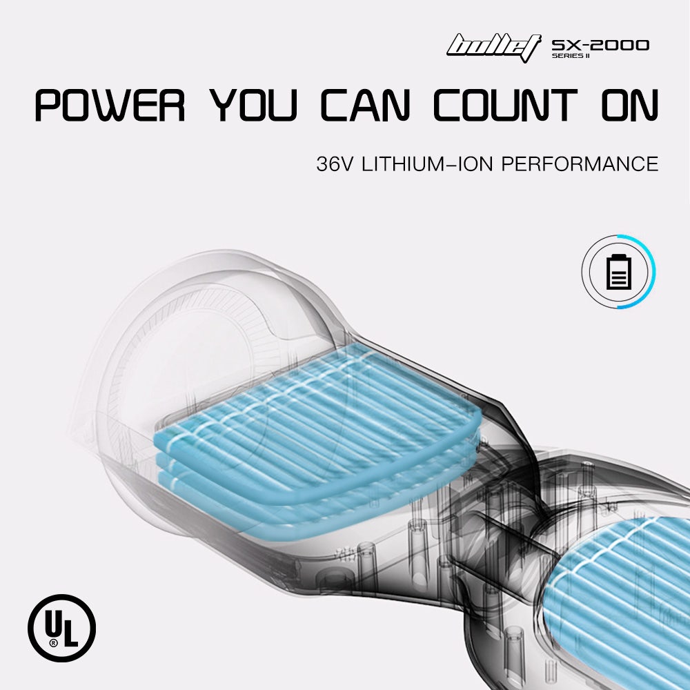 Hoverboards: BULLET SX-2000 Hoverboard Scooter, 500W Brushless, UL Certified, AU Compliant, Superior Self Balancing System, LED Lights, Hip Hop Design