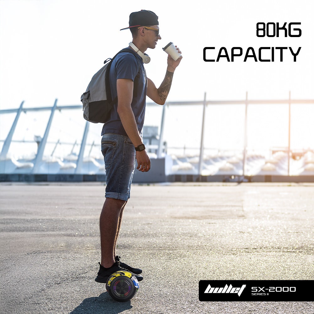 Hoverboards: BULLET SX-2000 Hoverboard Scooter, 500W Brushless, UL Certified, AU Compliant, Superior Self Balancing System, LED Lights, Hip Hop Design
