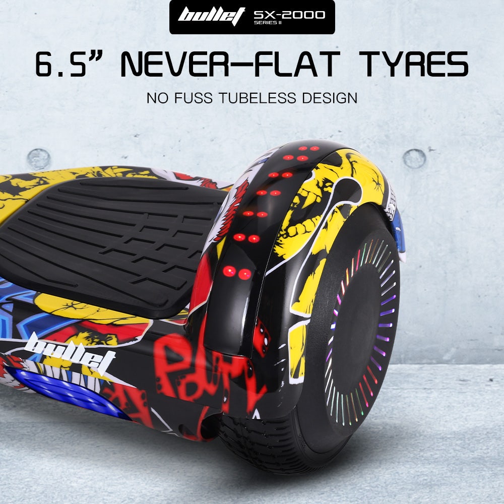 Hoverboards: BULLET SX-2000 Hoverboard Scooter, 500W Brushless, UL Certified, AU Compliant, Superior Self Balancing System, LED Lights, Hip Hop Design