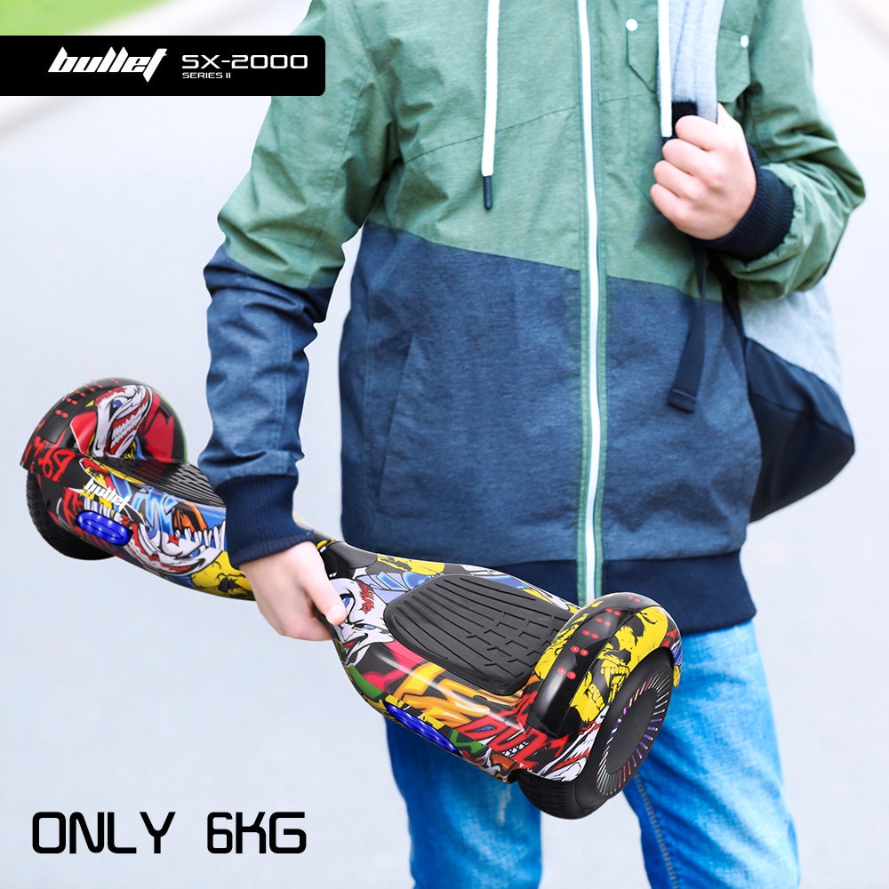 Hoverboards: BULLET SX-2000 Hoverboard Scooter, 500W Brushless, UL Certified, AU Compliant, Superior Self Balancing System, LED Lights, Hip Hop Design