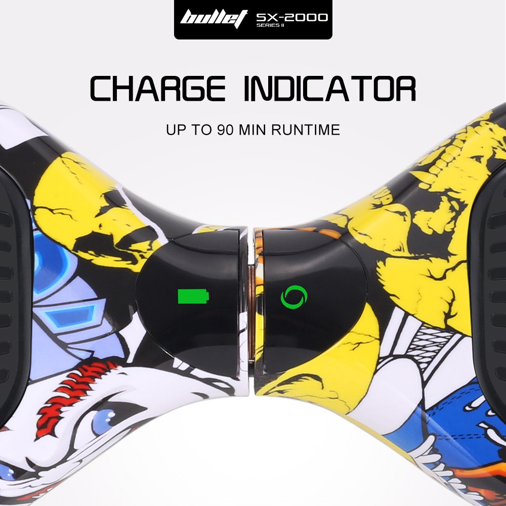 Hoverboards: BULLET SX-2000 Hoverboard Scooter, 500W Brushless, UL Certified, AU Compliant, Superior Self Balancing System, LED Lights, Hip Hop Design