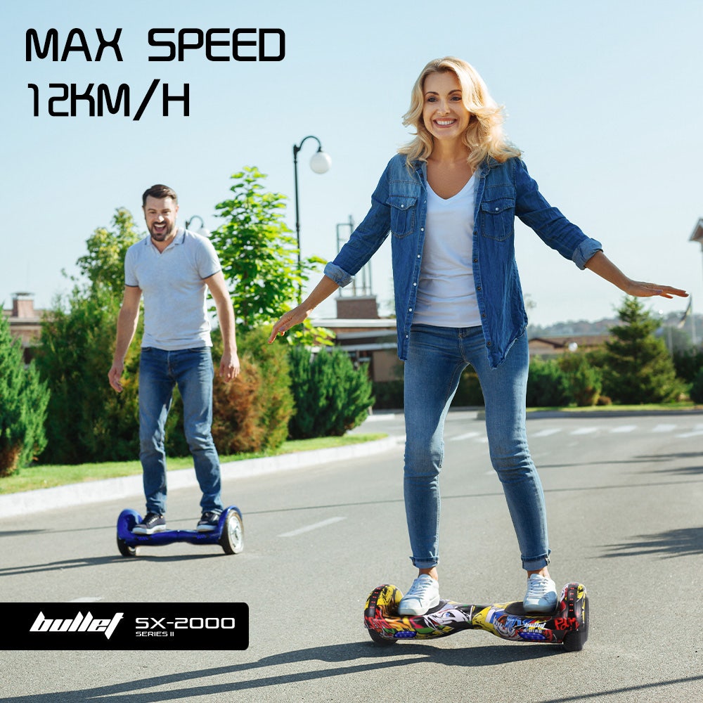 Hoverboards: BULLET SX-2000 Hoverboard Scooter, 500W Brushless, UL Certified, AU Compliant, Superior Self Balancing System, LED Lights, Hip Hop Design
