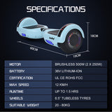 Hoverboards: BULLET SX-2000 Hoverboard Scooter, 500W Brushless, UL Certified, AU Compliant, Superior Self Balancing System, LED Lights, Mint Green