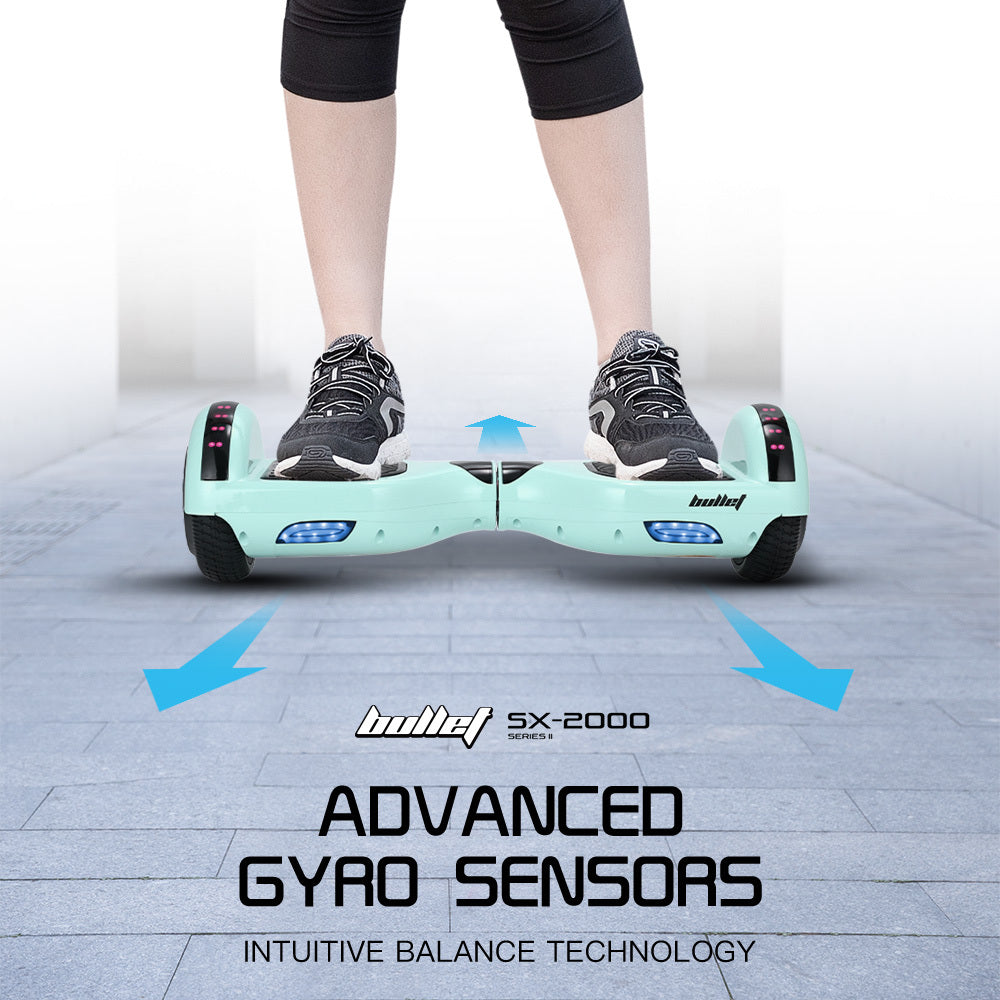 Hoverboards: BULLET SX-2000 Hoverboard Scooter, 500W Brushless, UL Certified, AU Compliant, Superior Self Balancing System, LED Lights, Mint Green