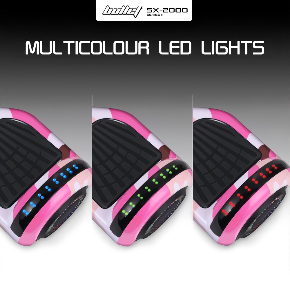 Hoverboards: BULLET SX-2000 Hoverboard Scooter, 500W Brushless, UL Certified, AU Compliant, Superior Self Balancing System, LED Lights, Pink Camo