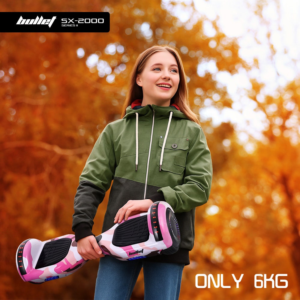 Hoverboards: BULLET SX-2000 Hoverboard Scooter, 500W Brushless, UL Certified, AU Compliant, Superior Self Balancing System, LED Lights, Pink Camo