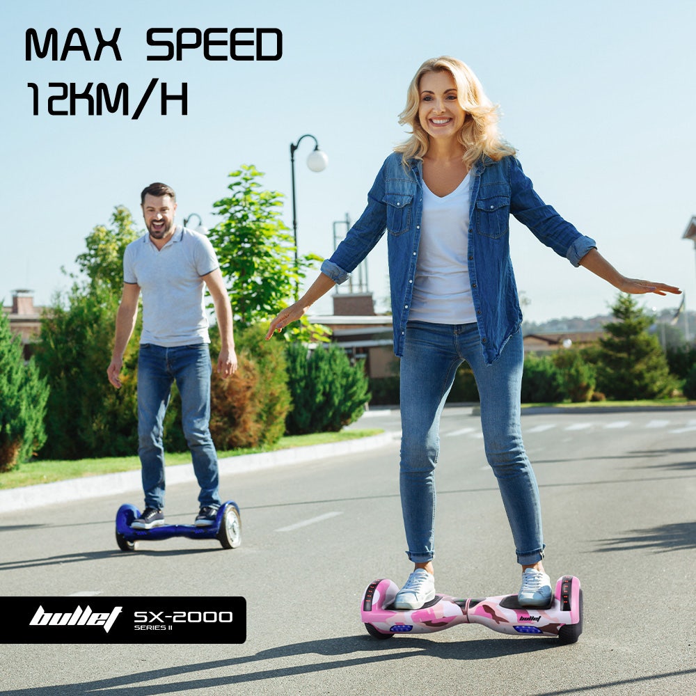 Hoverboards: BULLET SX-2000 Hoverboard Scooter, 500W Brushless, UL Certified, AU Compliant, Superior Self Balancing System, LED Lights, Pink Camo