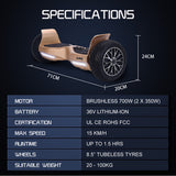 Hoverboards: BULLET SX-4000 Hoverboard Scooter, 700W Brushless, UL Certified, AU Compliant, 8.5" Wheels, Superior Self Balancing System, LED Lights, Carry Bag, Bronze