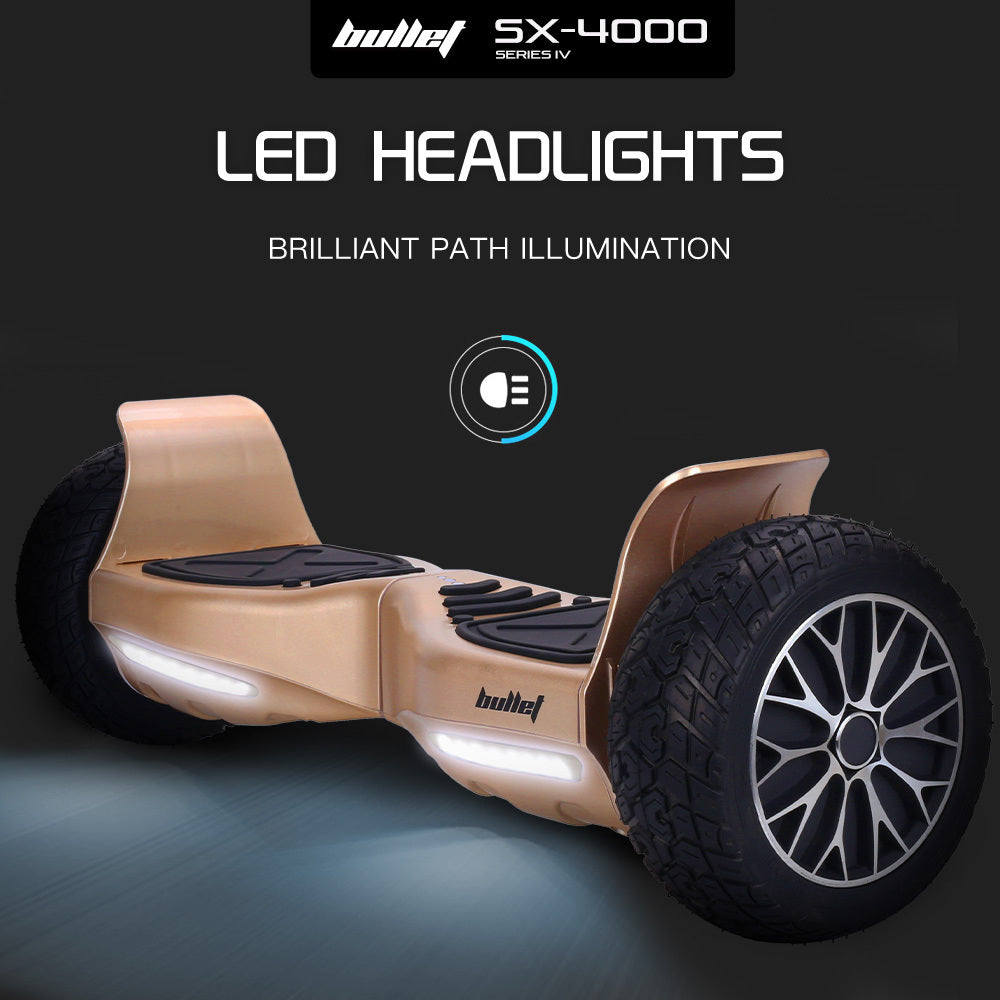 Hoverboards: BULLET SX-4000 Hoverboard Scooter, 700W Brushless, UL Certified, AU Compliant, 8.5" Wheels, Superior Self Balancing System, LED Lights, Carry Bag, Bronze