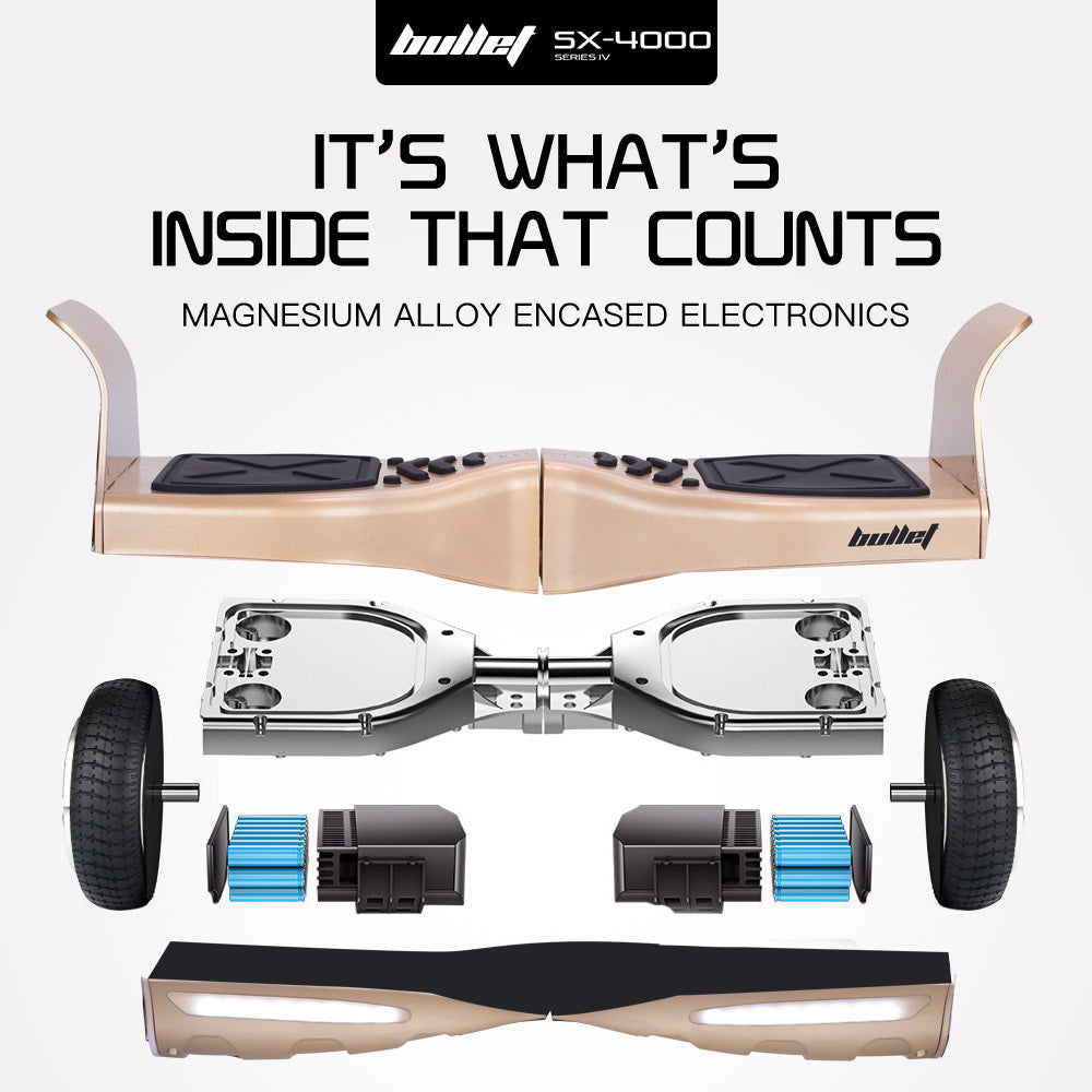 Hoverboards: BULLET SX-4000 Hoverboard Scooter, 700W Brushless, UL Certified, AU Compliant, 8.5" Wheels, Superior Self Balancing System, LED Lights, Carry Bag, Bronze