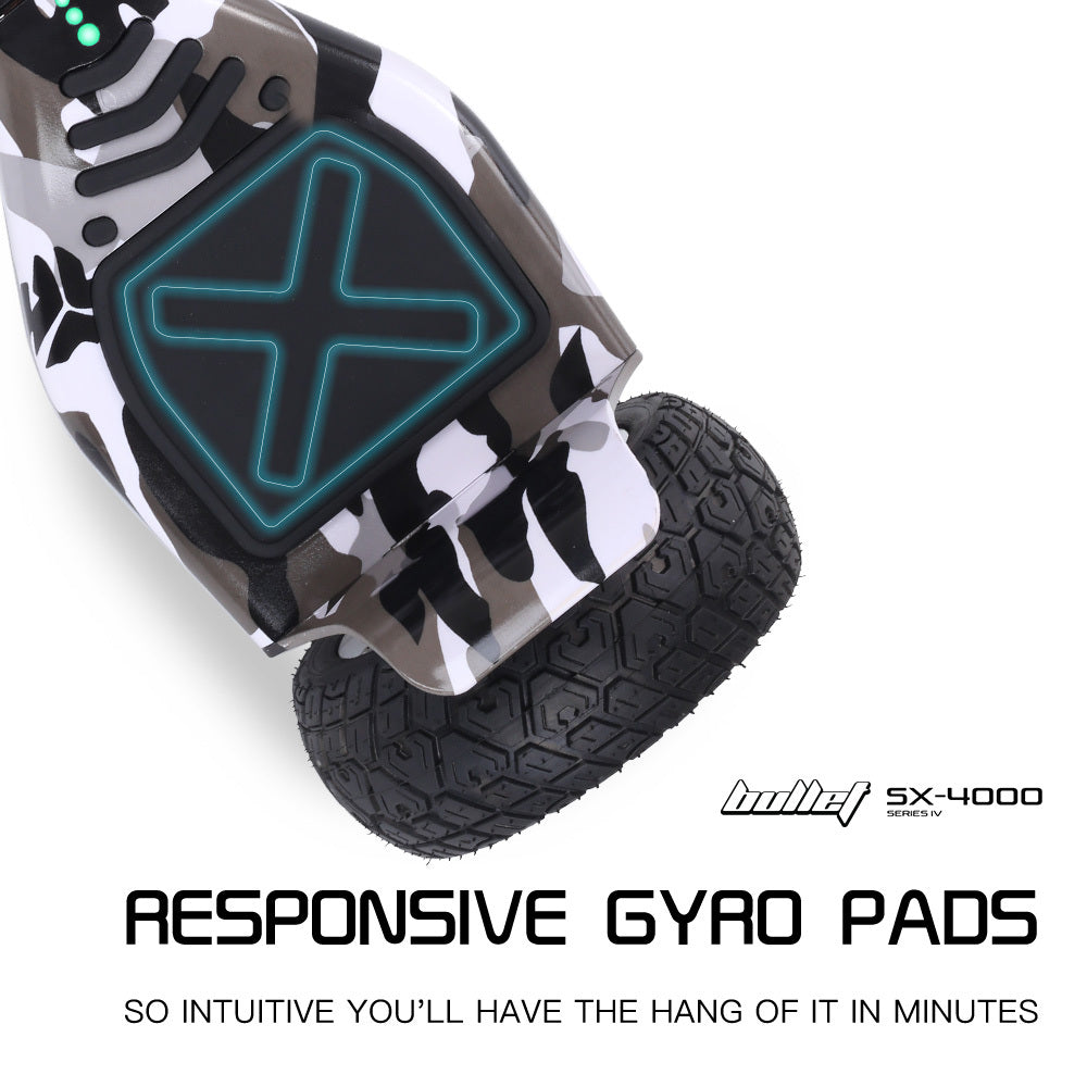 Hoverboards: BULLET SX-4000 Hoverboard Scooter, 700W Brushless, UL Certified, AU Compliant, 8.5" Wheels, Superior Self Balancing System, LED Lights, Carry Bag, Camo