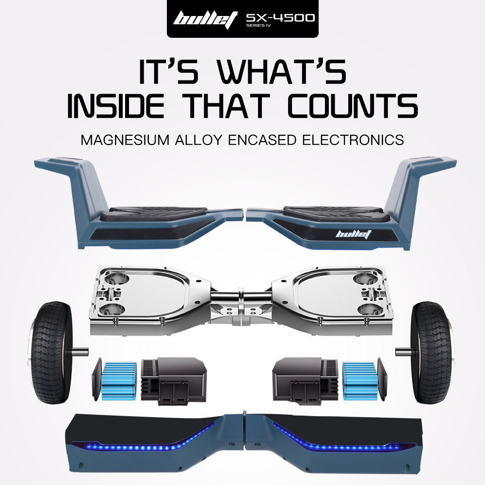 Hoverboards: BULLET SX-4500 Hoverboard Scooter, 700W Brushless, UL Certified, AU Compliant, 8.5" Wheels, Superior Self Balancing System, LED Lights, Carry Bag, Navy Blue