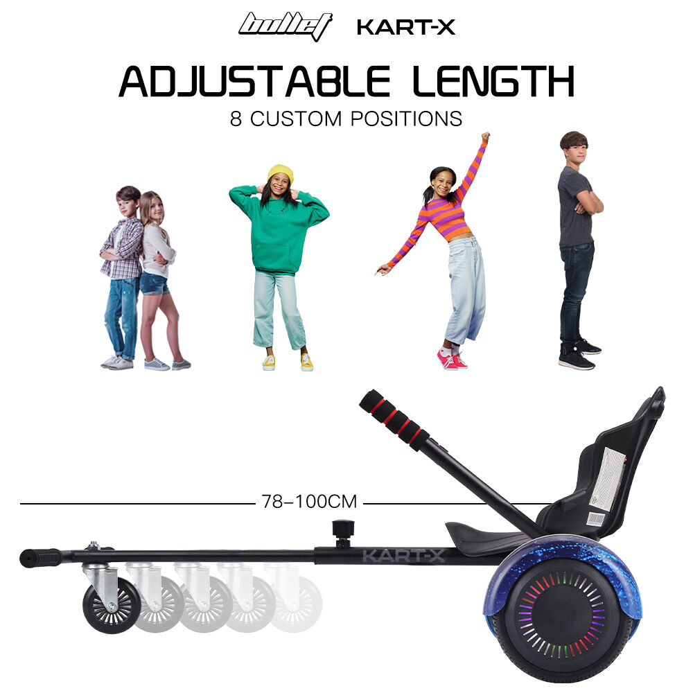 Hoverboards: BULLET KART-X Hoverboard Seat Attachment, for 6.5" 8" 10" models, Adjustable Length Frame