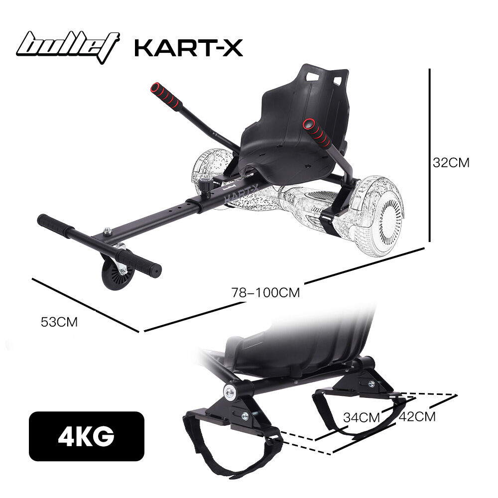Hoverboards: BULLET KART-X Hoverboard Seat Attachment, for 6.5" 8" 10" models, Adjustable Length Frame