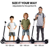 Bikes & Scooters: ALPHA Edge Electric Scooter Kids/Teens, 16km/h Max, Adjustable Height, UL Certified, AU Compliant, Dual Brakes, Bluetooth Music, LED, Black