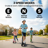 Bikes & Scooters: ALPHA Edge Electric Scooter Kids/Teens, 16km/h Max, Adjustable Height, UL Certified, AU Compliant, Dual Brakes, Bluetooth Music, LED, Blue