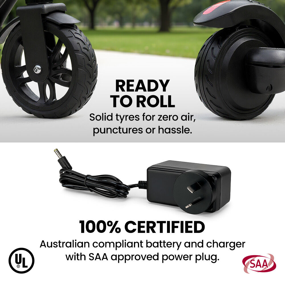 Bikes & Scooters: ALPHA Edge Electric Scooter Kids/Teens, 16km/h Max, Adjustable Height, UL Certified, AU Compliant, Dual Brakes, Bluetooth Music, LED, Blue
