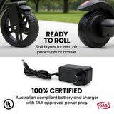 Bikes & Scooters: ALPHA Edge Electric Scooter Kids/Teens, 16km/h Max, Adjustable Height, UL Certified, AU Compliant, Dual Brakes, Bluetooth Music, LED, Blue