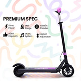 Bikes & Scooters: ALPHA Edge Electric Scooter Kids/Teens, 16km/h Max, Adjustable Height, UL Certified, AU Compliant, Dual Brakes, Bluetooth Music, LED, Pink