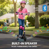 Bikes & Scooters: ALPHA Edge Electric Scooter Kids/Teens, 16km/h Max, Adjustable Height, UL Certified, AU Compliant, Dual Brakes, Bluetooth Music, LED, Pink