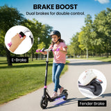 Bikes & Scooters: ALPHA Edge Electric Scooter Kids/Teens, 16km/h Max, Adjustable Height, UL Certified, AU Compliant, Dual Brakes, Bluetooth Music, LED, Pink
