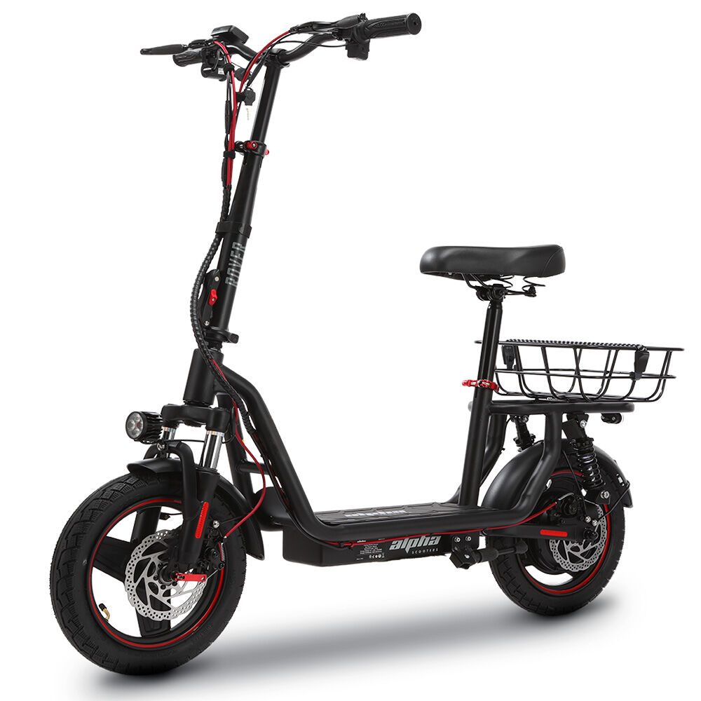 ALPHA Rover Electric Scooter with Seat, AU Compliant, 500W 48V 25km/h 30km Range, 14-inch Tyres, Motorised Commuter eScooter for Adults, Black