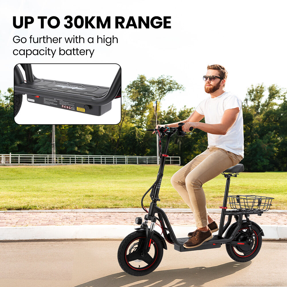 ALPHA Rover Electric Scooter with Seat, AU Compliant, 500W 48V 25km/h 30km Range, 14-inch Tyres, Motorised Commuter eScooter for Adults, Black