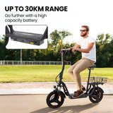 Electric Scooters: ALPHA Rover Electric Scooter with Seat, 500W 48V 25km/h 30km Range, 14-inch Tyres, Motorised Commuter eScooter for Adults, Black