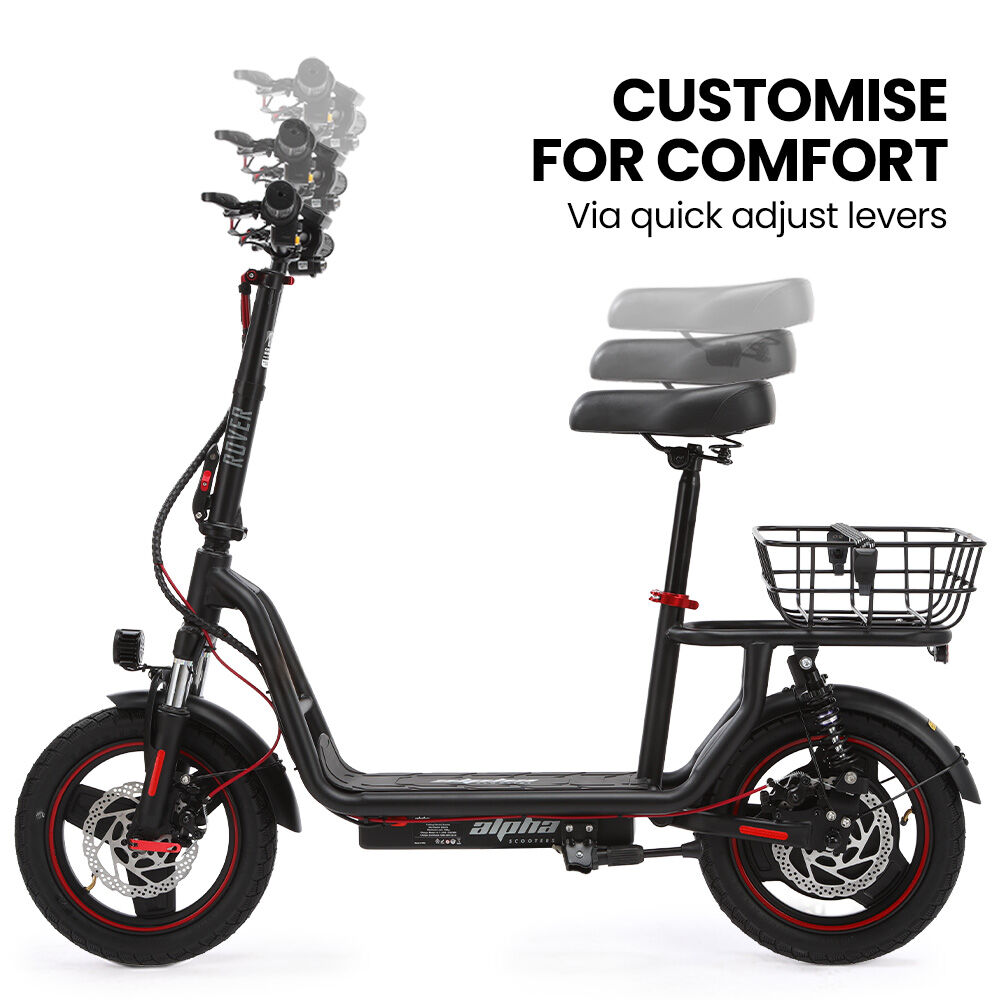 ALPHA Rover Electric Scooter with Seat, AU Compliant, 500W 48V 25km/h 30km Range, 14-inch Tyres, Motorised Commuter eScooter for Adults, Black