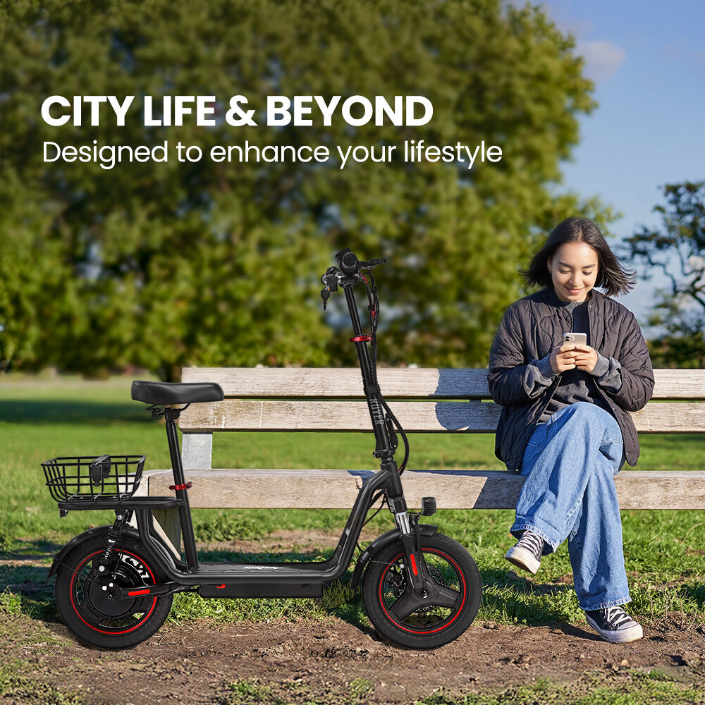 ALPHA Rover Electric Scooter with Seat, AU Compliant, 500W 48V 25km/h 30km Range, 14-inch Tyres, Motorised Commuter eScooter for Adults, Black