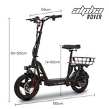 Electric Scooters: ALPHA Rover Electric Scooter with Seat, 500W 48V 25km/h 30km Range, 14-inch Tyres, Motorised Commuter eScooter for Adults, Black