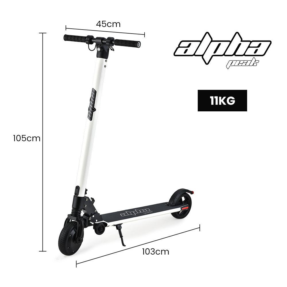 ALPHA Peak Electric Scooter, AU Compliant, 300W Power Up to 25km/h Adult Teens E-Scooter Easy Fold, White
