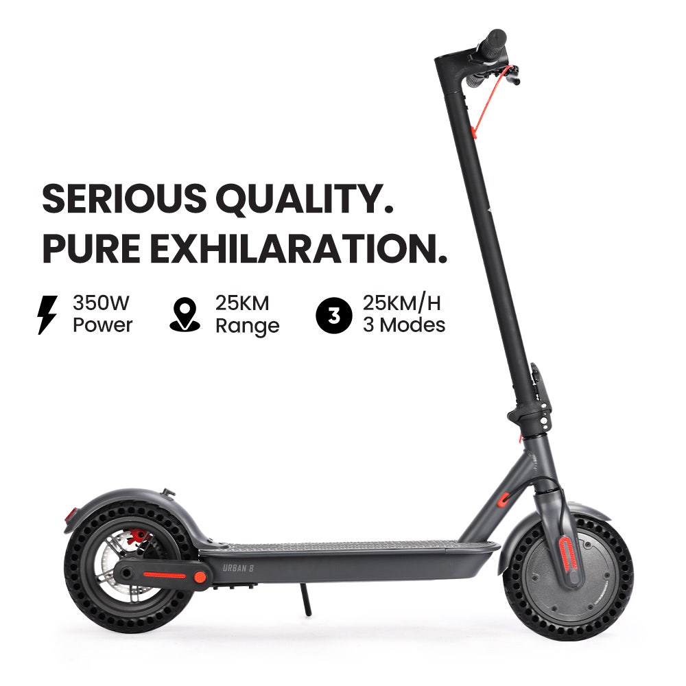Electric Scooters: ALPHA Urban 8 Electric Scooter, Suspension, 25km Range, 8.5-Inch Wheels, Brushless Motor, Motorised Commuter eScooter for Adults, Grey