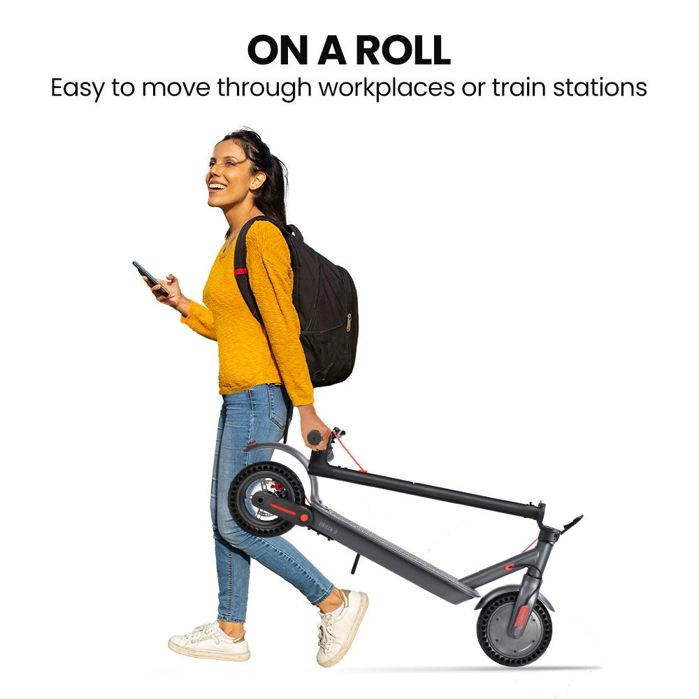 Electric Scooters: ALPHA Urban 8 Electric Scooter, Suspension, 25km Range, 8.5-Inch Wheels, Brushless Motor, Motorised Commuter eScooter for Adults, Grey