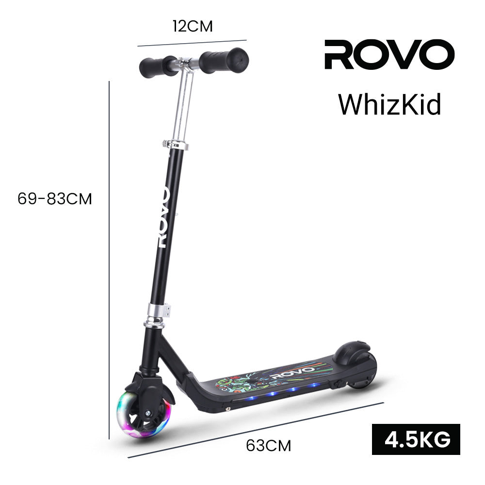 Bikes & Scooters: ROVO KIDS WhizKid Electric Scooter, Ages 5-11, Adjustable Height, AU Compliant, Lithium Battery, Brushless Motor, Black