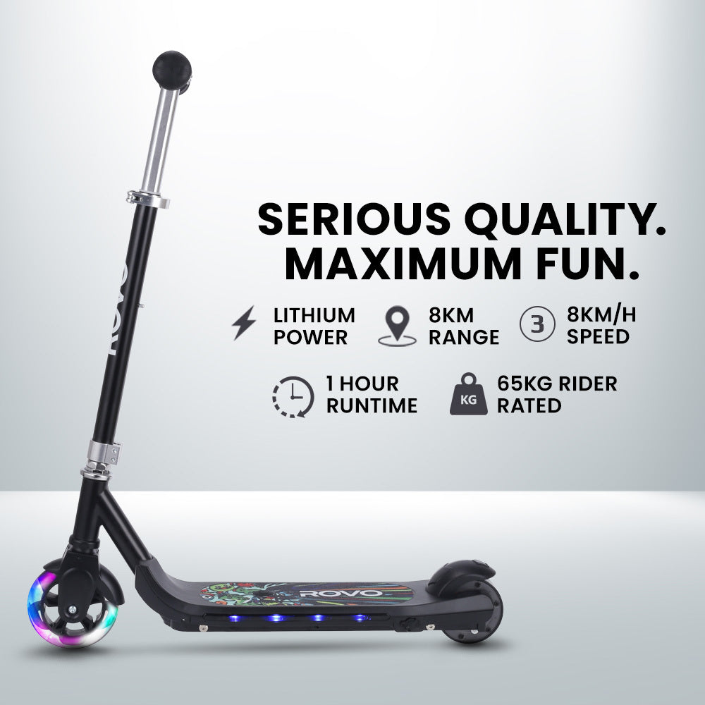 Bikes & Scooters: ROVO KIDS WhizKid Electric Scooter, Ages 5-11, Adjustable Height, AU Compliant, Lithium Battery, Brushless Motor, Black