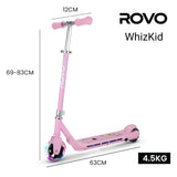 Bikes & Scooters: ROVO KIDS WhizKid Electric Scooter, Ages 5-11, Adjustable Height, AU Compliant, Lithium Battery, Brushless Motor, Pink