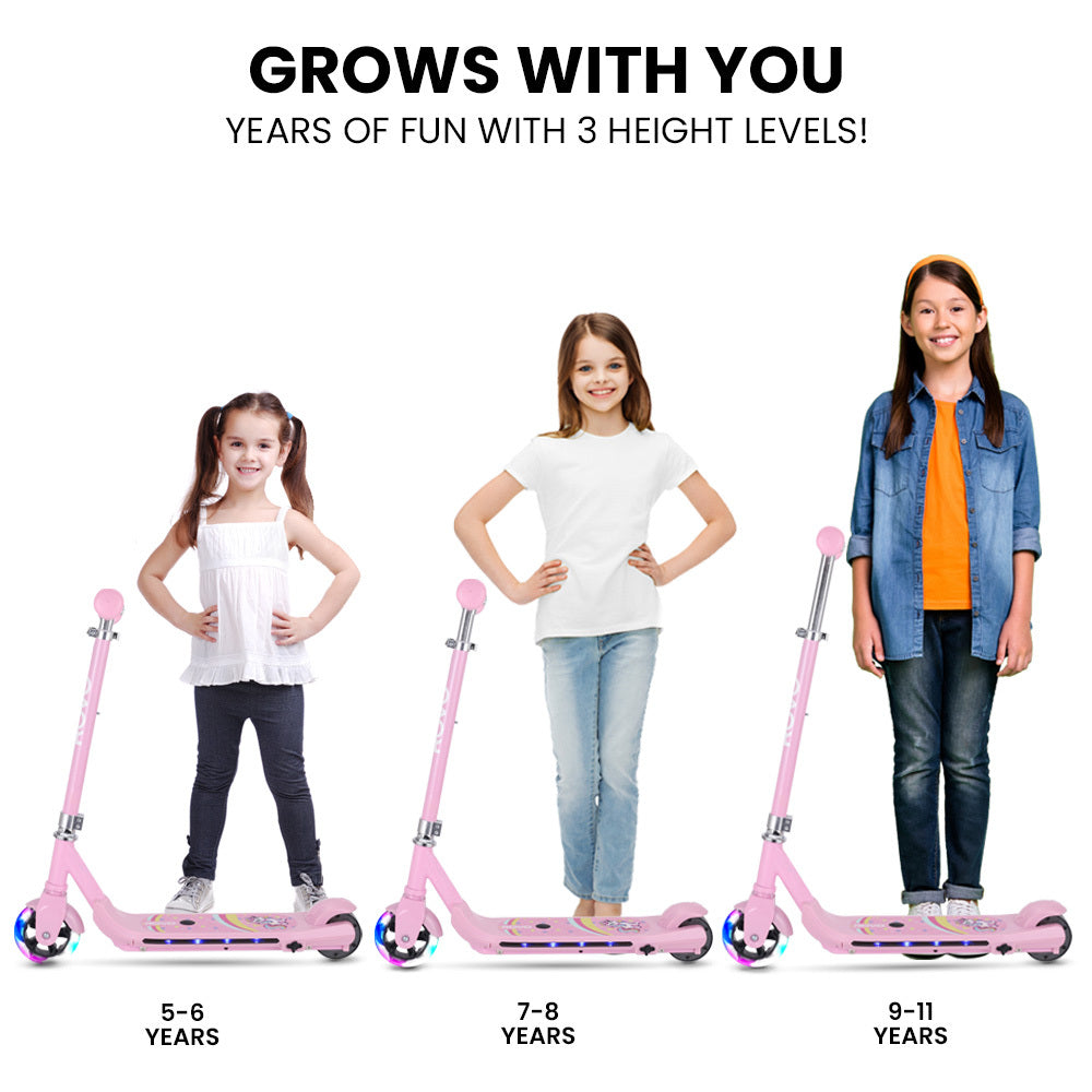 Bikes & Scooters: ROVO KIDS WhizKid Electric Scooter, Ages 5-11, Adjustable Height, AU Compliant, Lithium Battery, Brushless Motor, Pink