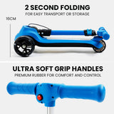 Electric Scooters: ROVO KIDS 3-Wheel Electric Scooter , Ages 3-8, Adjustable Height, AU Compliant, Lithium Battery, Blue