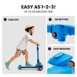 Electric Scooters: ROVO KIDS 3-Wheel Electric Scooter , Ages 3-8, Adjustable Height, AU Compliant, Lithium Battery, Blue