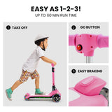 Electric Scooters: ROVO KIDS 3-Wheel Electric Scooter , Ages 3-8, Adjustable Height, AU Compliant, Lithium Battery, Pink