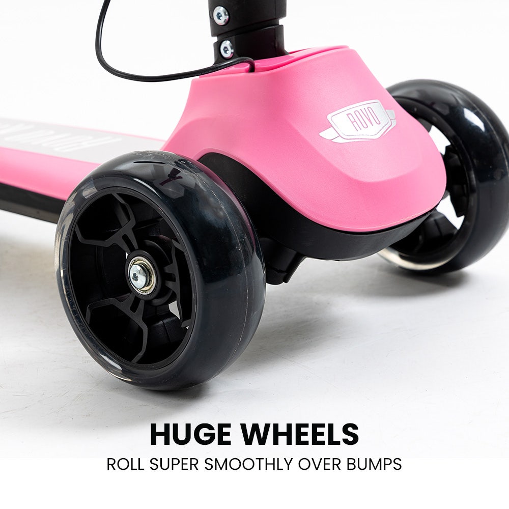 Electric Scooters: ROVO KIDS 3-Wheel Electric Scooter , Ages 3-8, Adjustable Height, AU Compliant, Lithium Battery, Pink