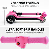 Electric Scooters: ROVO KIDS 3-Wheel Electric Scooter , Ages 3-8, Adjustable Height, AU Compliant, Lithium Battery, Pink
