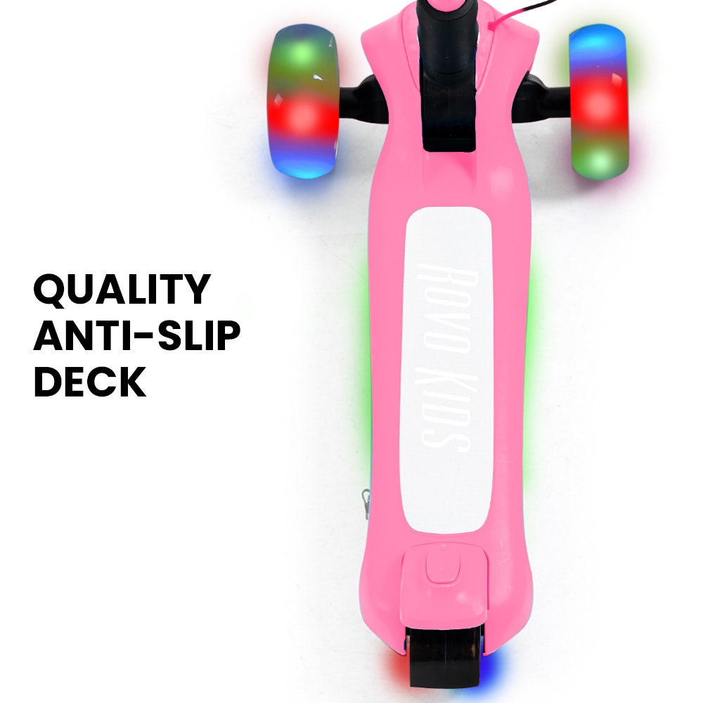 Electric Scooters: ROVO KIDS 3-Wheel Electric Scooter , Ages 3-8, Adjustable Height, AU Compliant, Lithium Battery, Pink