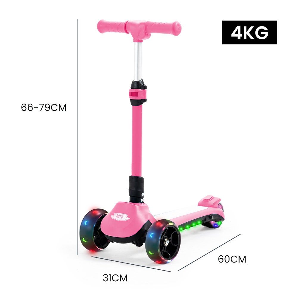 Electric Scooters: ROVO KIDS 3-Wheel Electric Scooter , Ages 3-8, Adjustable Height, AU Compliant, Lithium Battery, Pink