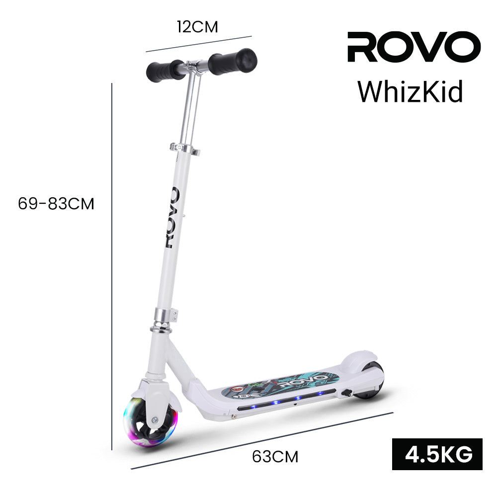 Bikes & Scooters: ROVO KIDS WhizKid Electric Scooter, Ages 5-11, Adjustable Height, AU Compliant, Lithium Battery, Brushless Motor, White